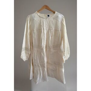 Old Navy Cottagecore Prairie Dress Cream Swiss Dot Tiered  Relaxed, Flowy Fit 4X